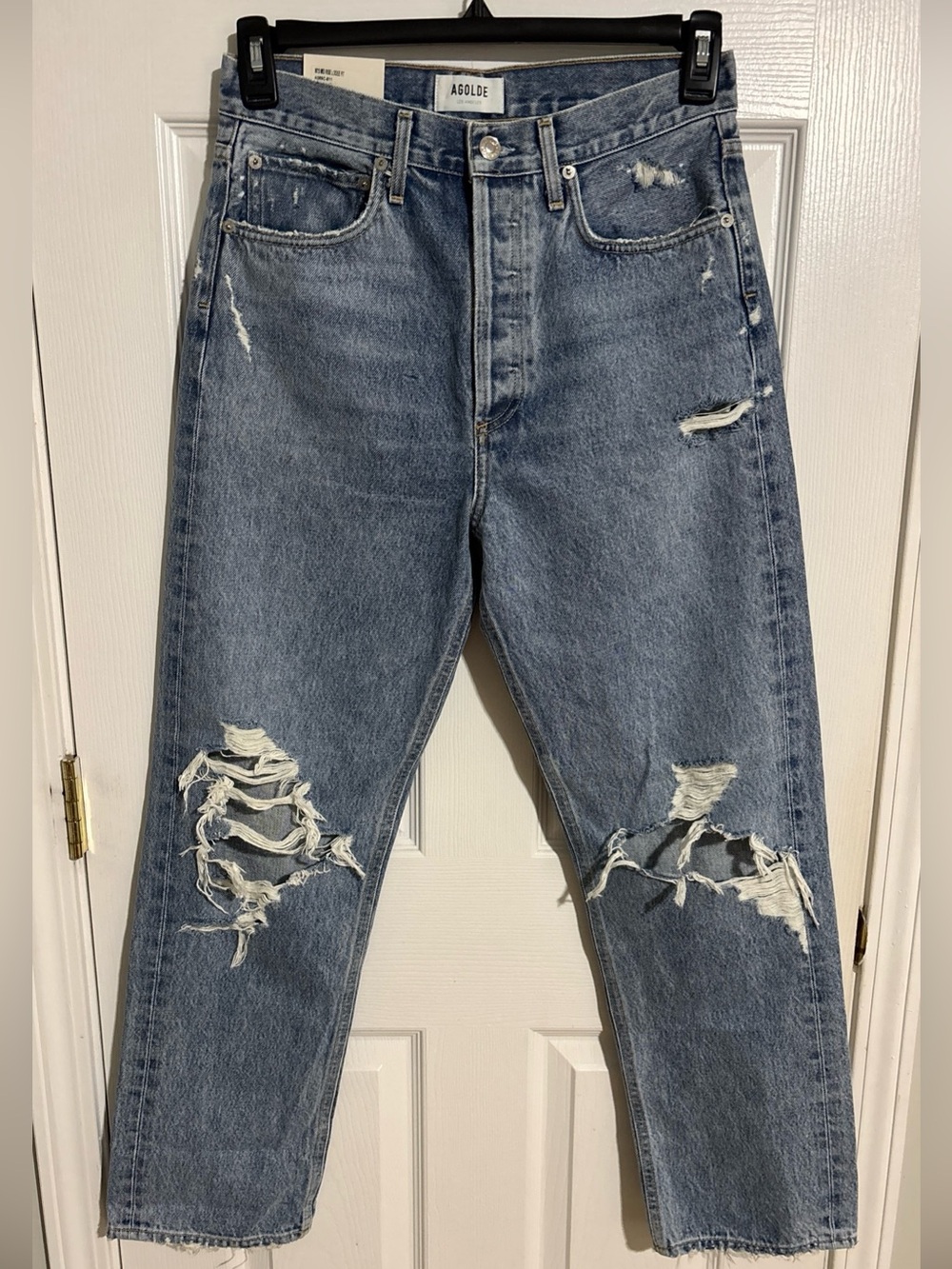 $198 Agolde 90's Jeans Fallout Color Distressed Mid Rise Loose Fit Sz 27 - NWT